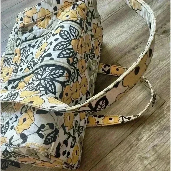 Vera Bradley 'Go Wild' Caroline Shoulder Bag Purse Black Yellow Animal Print - Picture 10 of 15